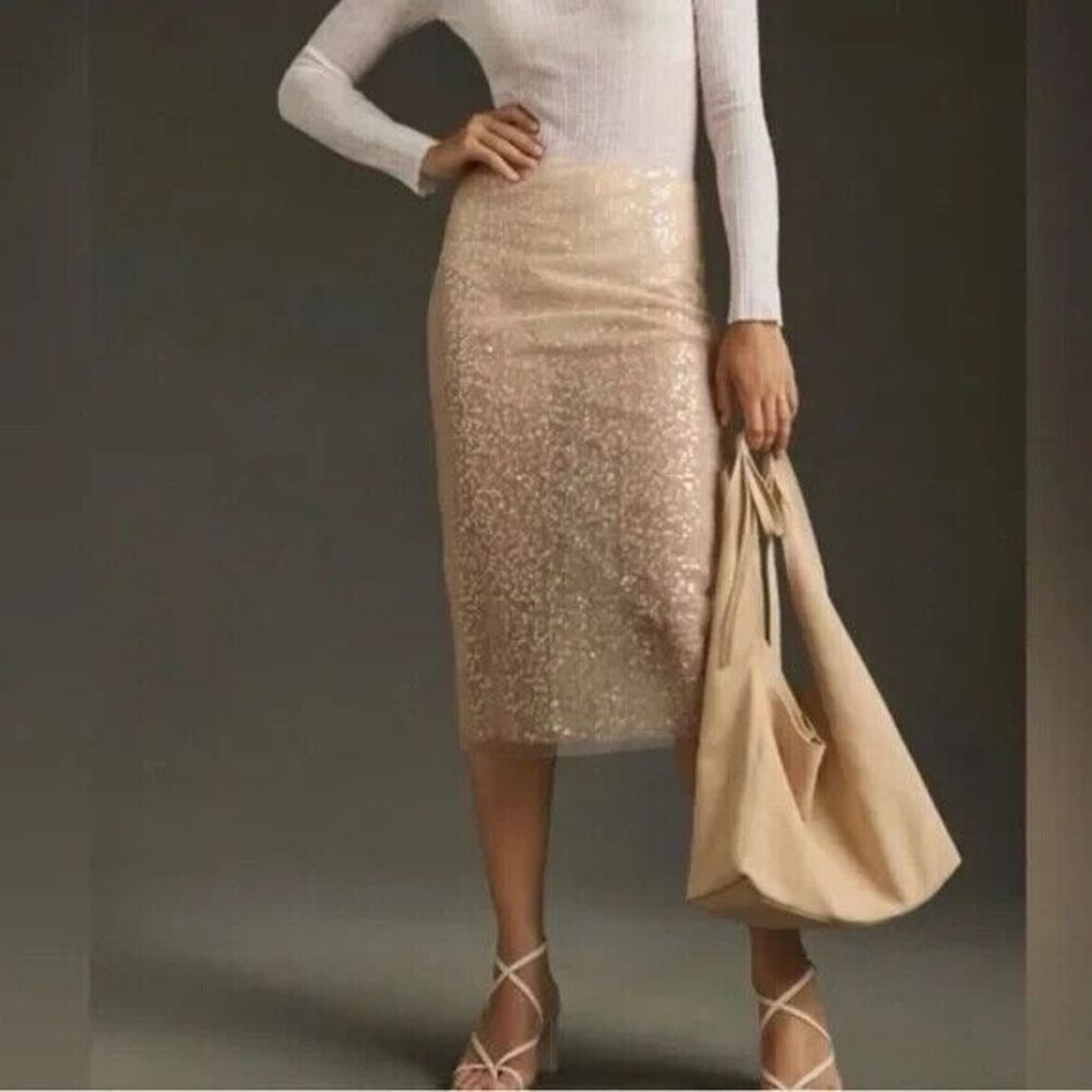 Jason Wu Ivory Tulle Layered Sequin Sheer Midi Skirt Women's Size 8 New With Tag